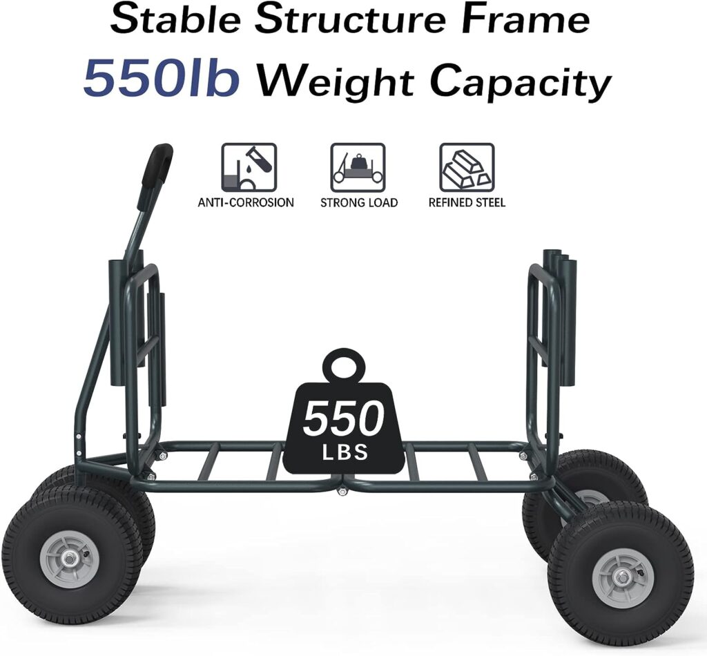 GDLF Fishing Cart Beach Carts Heavy Duty Foldable Collapsible Wagon with Big Wheels and Rod Holders 550 Pound Capacity 53.9x26.4x38.8