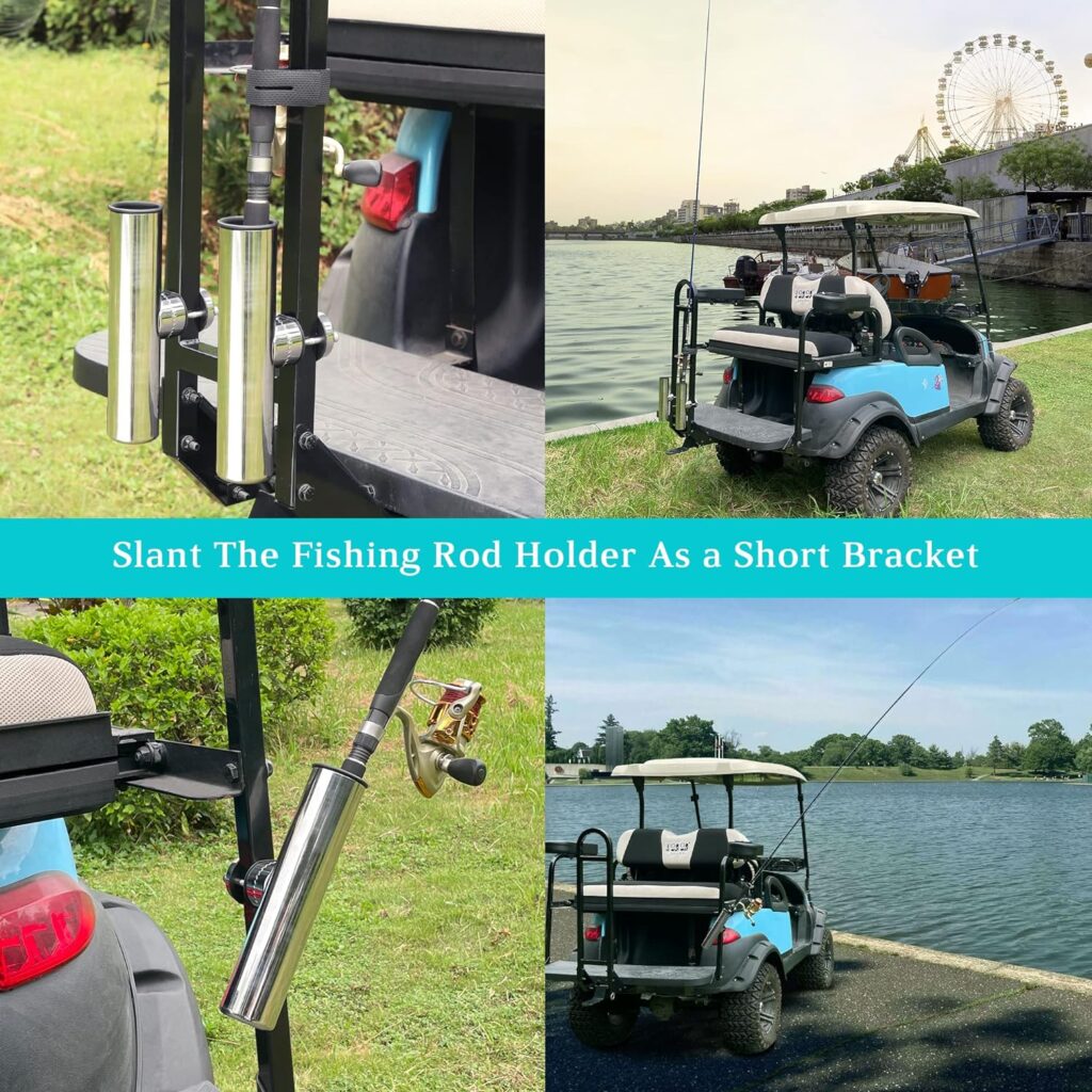 10L0L Fishing Rod Holder for Golf Cart, Stainless Steel Rod Holder Side Mount 7/8 to 1 for EZGO, Yamaha, Club Car (2 Pack)