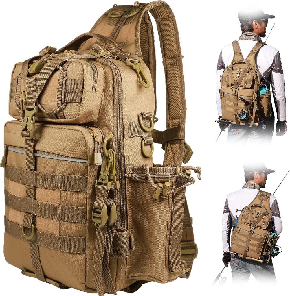 BLISSWILL Fishing Backpack with Rod Holder Fishing Tackle Bag Fishing Gear Bag