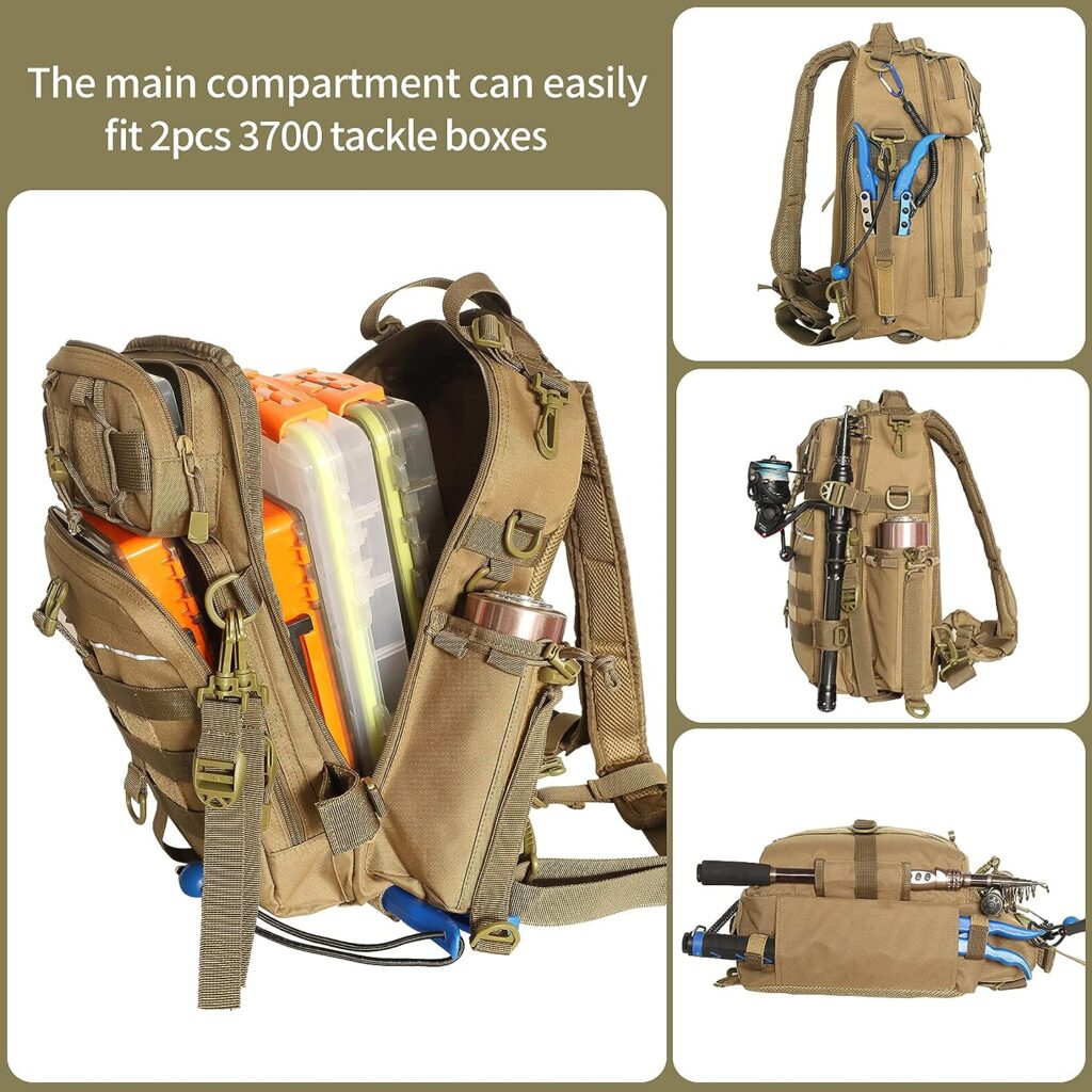 BLISSWILL Fishing Backpack with Rod Holder Fishing Tackle Bag Fishing Gear Bag