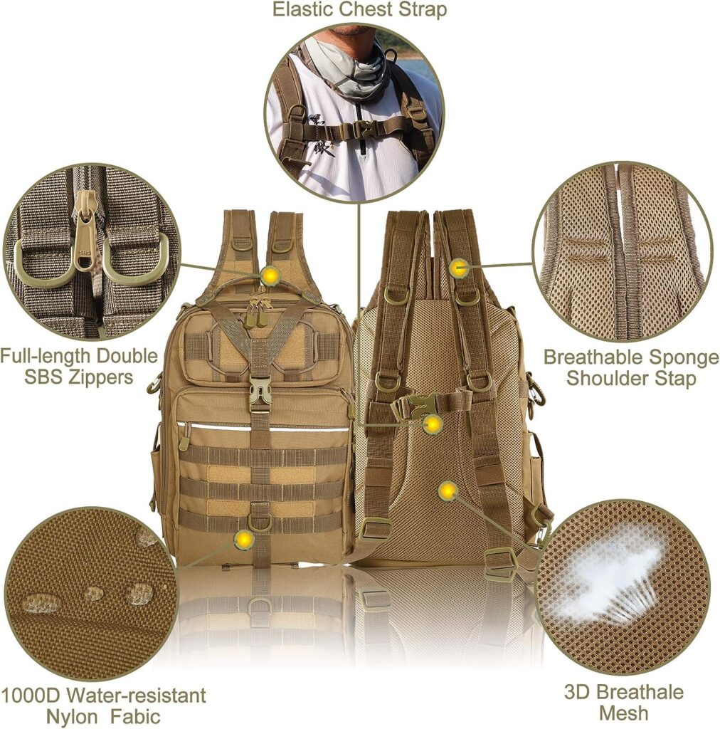 BLISSWILL Fishing Backpack with Rod Holder Fishing Tackle Bag Fishing Gear Bag