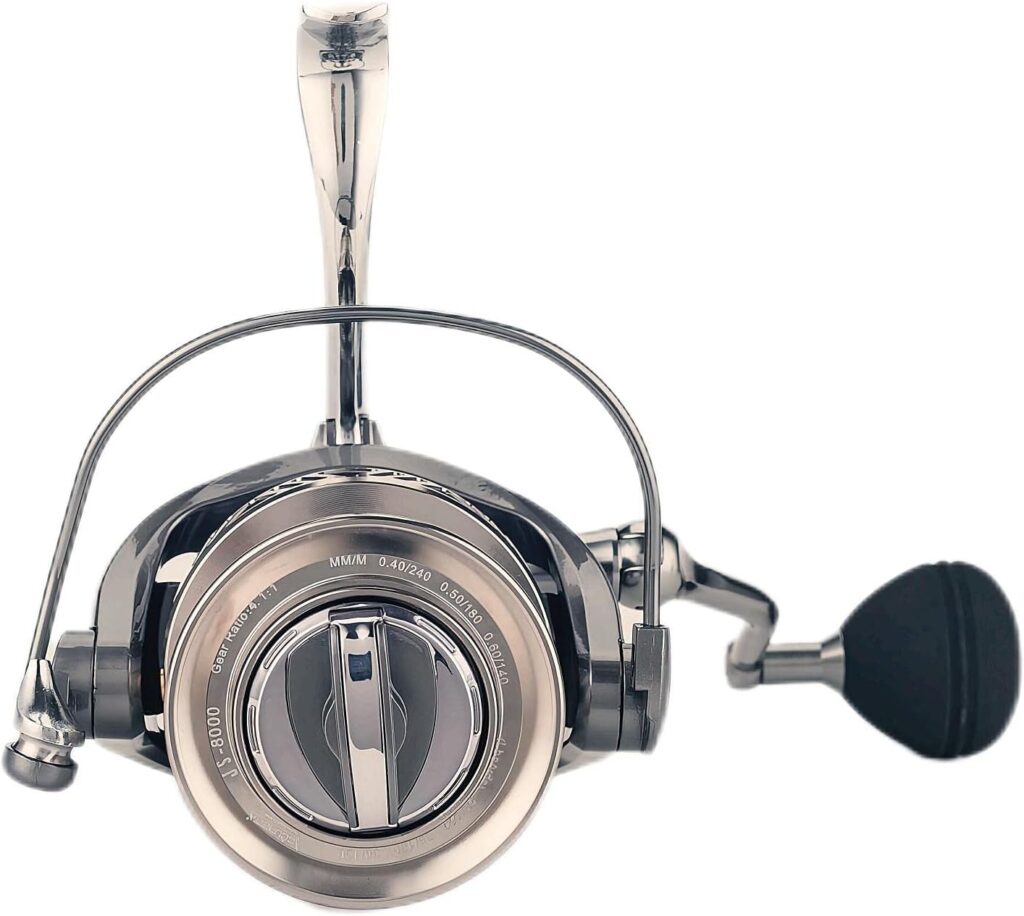 Accuretta Spinning Fishing Reel 8000/1000 Series Saltwater Spinning Reel, 14+1 Stainless BB Ultra Smooth Powerful Surf Fishing Reels, 4.8:1 Gear Ratio 55lbs Max Drag CNC Aluminum Spool