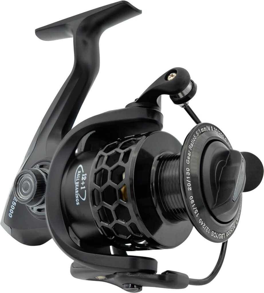 Fishdrops Spinning Fishing Reels 12+1BB Ultra Lightweight Carved Aluminum Spool Reels Affordable Smooth Spinning Reels