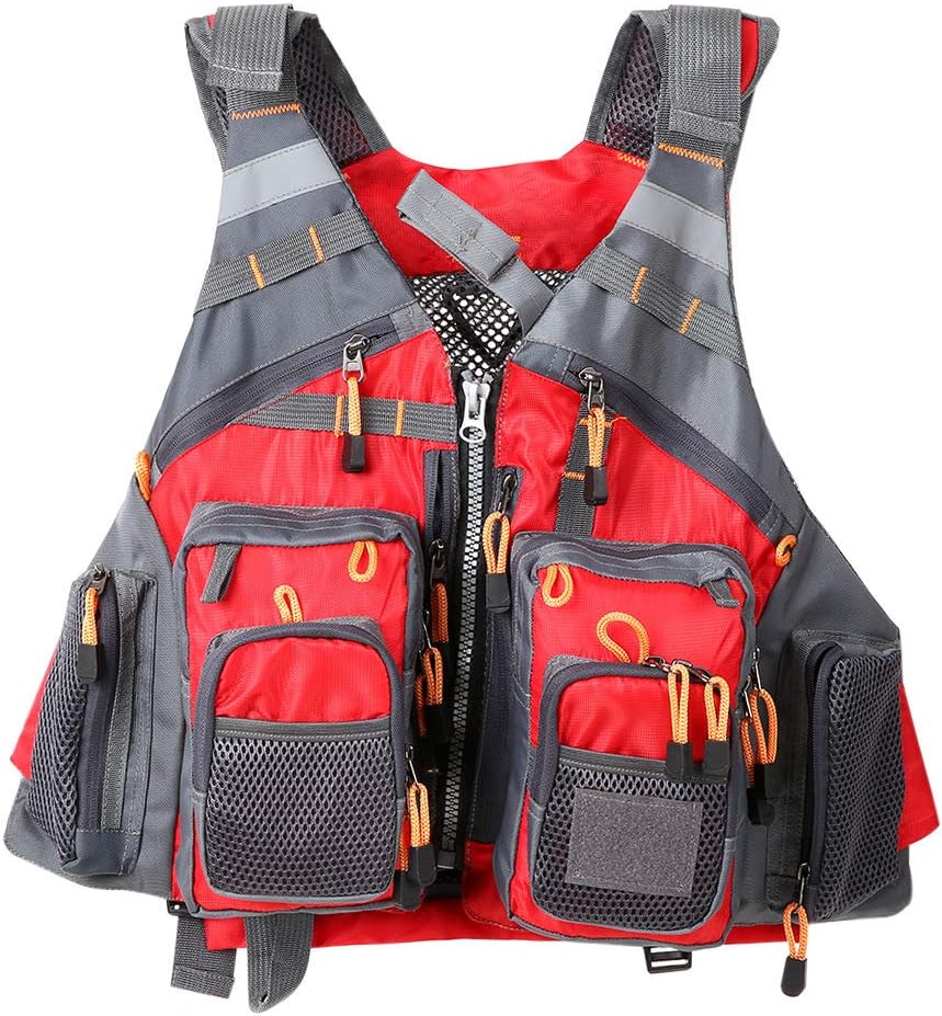 Fly Fishing Vest, Fishing Safety Life Jacket for Swimming Sailing Boating Kayak Floating Multifunction Breathable Backpack for Men and Women Vest/Kayak