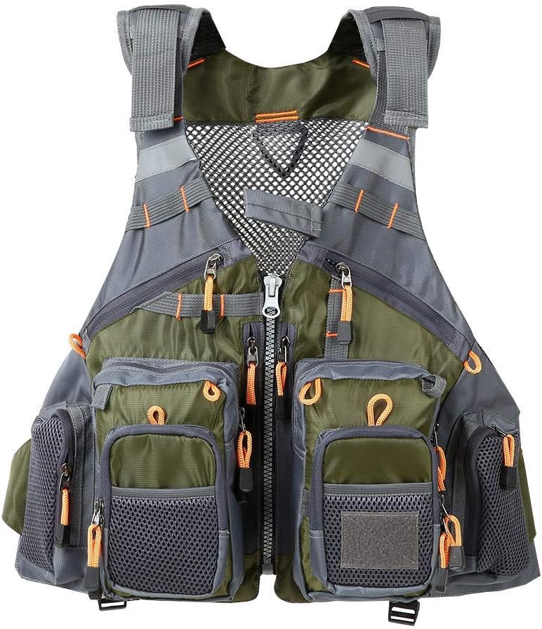 Fly Fishing Vest, Fishing Safety Life Jacket for Swimming Sailing Boating Kayak Floating Multifunction Breathable Backpack for Men and Women Vest/Kayak