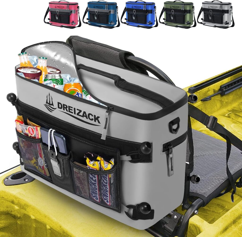 Kayak Cooler Behind Seat,Dreizack Waterproof Cooler for Kayaking,Paddle Board Cooler Compatible with Lawn-Chair Seat Kayak Accessories Cooler Bag Kayak Cooler Tow Behind for Camping Fishing