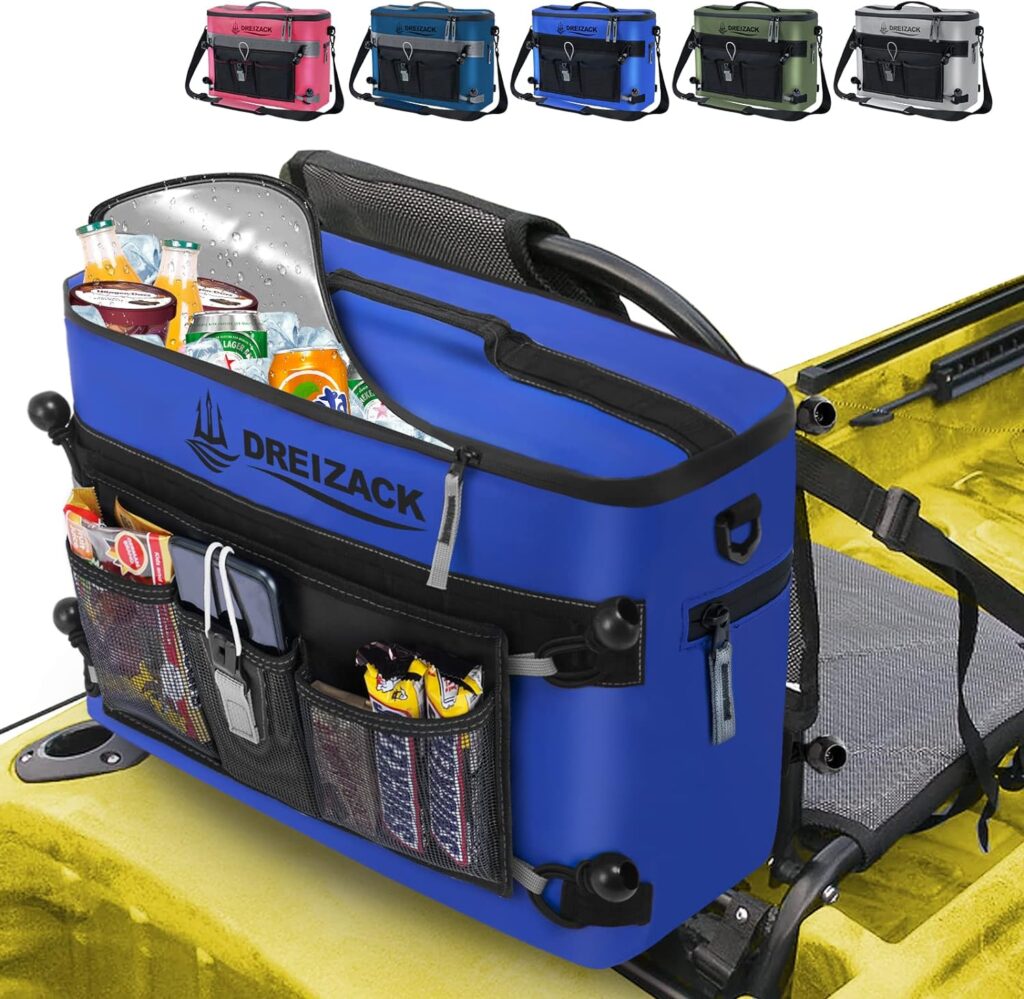 Kayak Cooler Behind Seat,Dreizack Waterproof Cooler for Kayaking,Paddle Board Cooler Compatible with Lawn-Chair Seat Kayak Accessories Cooler Bag Kayak Cooler Tow Behind for Camping Fishing