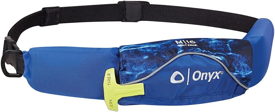 Onyx M-16 Series Belt Pack Manual Inflatable Life Jacket Adult-Blue, Aqua