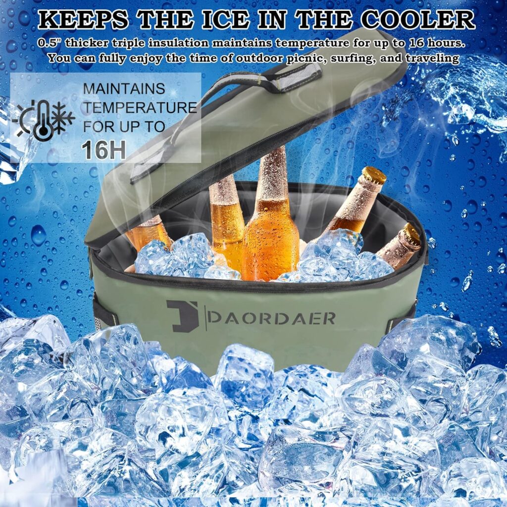 DAORDAER Kayak Cooler Bag,Waterproof Seat Back Cooler for Kayaks with Lawn-Chair Style Seats,Collapsible,Shoulder Strap,Kayak Accessories Ice Chest Cooler Bag for Kayaking Fishing Camping Outdoor
