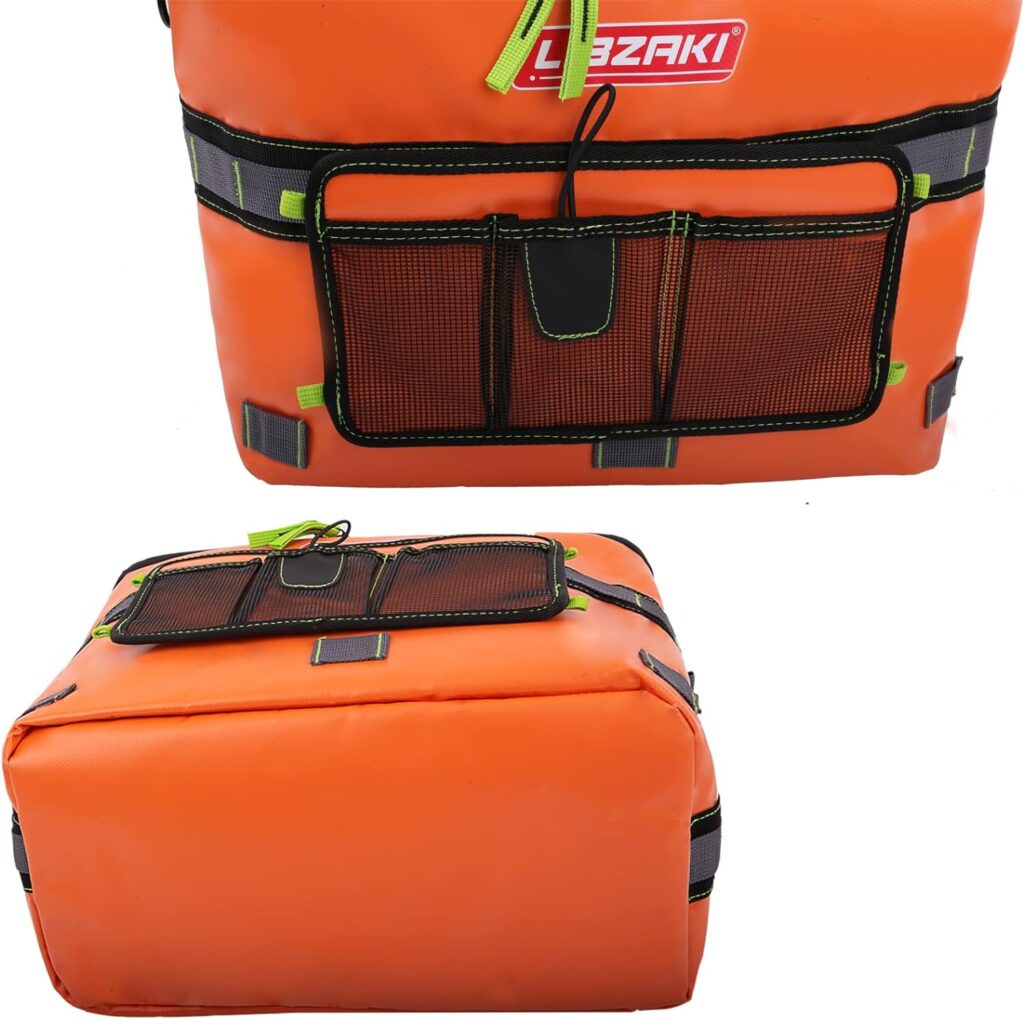 LI LIBZAKI Kayak Cooler - Waterproof Cooler for Kayaking Compatible with Lawn-Chair Style Seats, Kayak Accessories Cooler Bag, Leak Proof Zipper, Portable Ice Chest Cooler Black/Gray/Orange