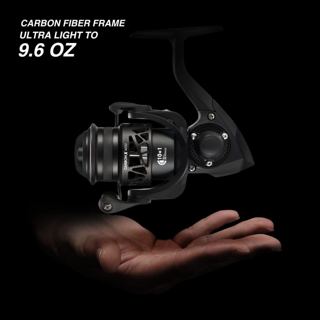 Piscifun Carbon X Spinning Reels, Light to 5.1oz, Carbon Frame and Rotor, 33LBs Max Drag, 10+1 Shielded BB, 5.2:1/6.2:1 High Speed Gear Ratio, Smooth Powerful Saltwater Freshwater Spinning Reel