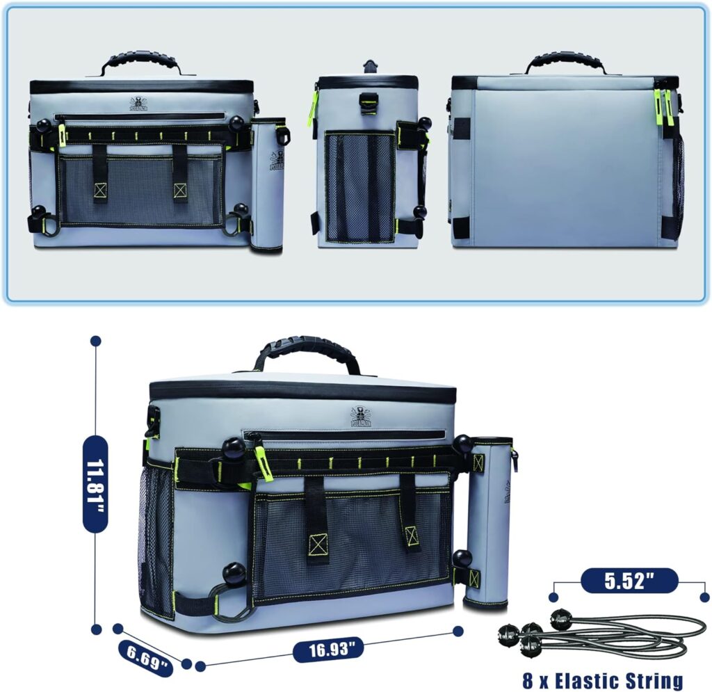 POUALAON Kayak Cooler Behind Seat | Waterproof Kayak Cooler with Rod Holder | Cooler for Kayak Seat to Keep Drinks Cool for Travel, Camping | Essential Kayak Accessories