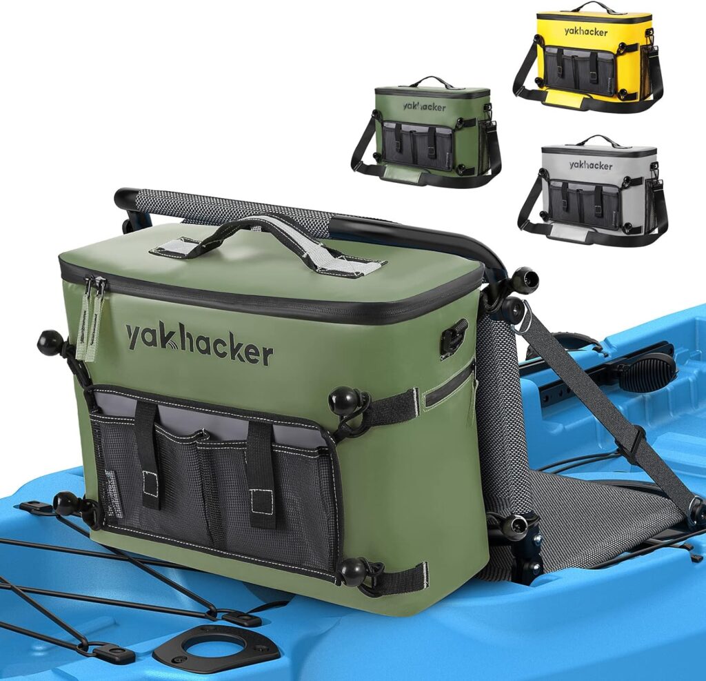 Yakhacker Kayak Cooler, Waterproof Seat Back Cooler for Kayaks with Lawn-Chair Style Seats, Kayak Accessories Cooler Bag, Portable Ice Chest Cooler for Kayaking, Travel, Lunch, Beaches Trips